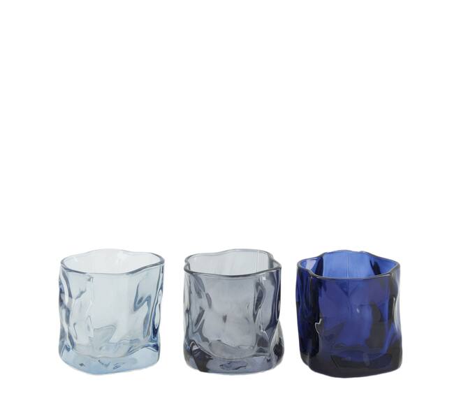 Tealight holder glass 8x8x7.5cm C3 - Blue