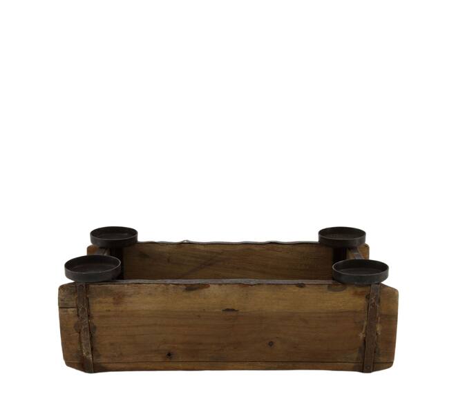 Tealight holder brickmould wood vintage 30x15x13cm