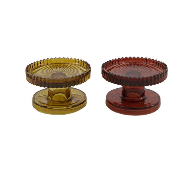 Pillar candle holder glass 10x10x6cm C/2