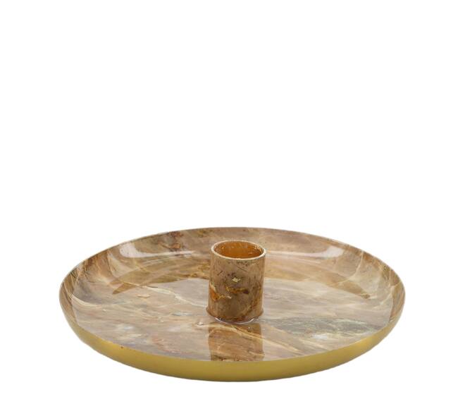 Dinnercandle holder metal 15x15x3cm - Brown