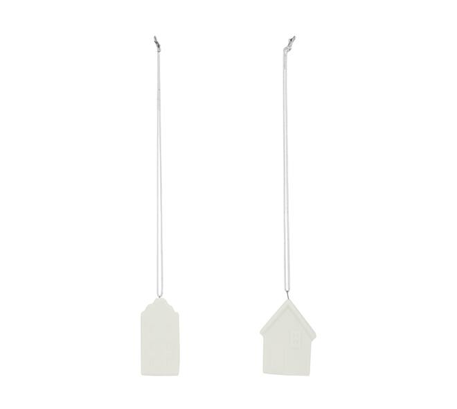 Hanger house porcelain 3.6x2.4x4.8cm  - White