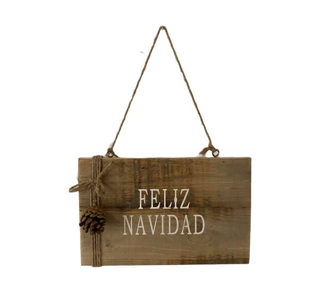 Sign Feliz Navidad historic wood with hanger 28x18x1.5cm