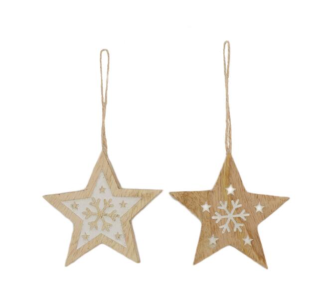 Hanger star mango wood 9x1.5x9cm A/2
