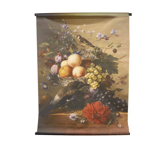 Wall art flowers mat linen with hanger 117x3x147cm