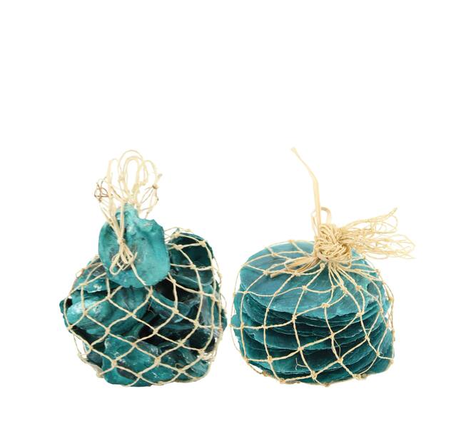 Shell in net oyster / capiz 9x9x7.5cm 250gr A/2