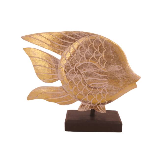 Statue fish albizia wood 34x10x29cm