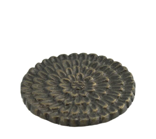 Coaster flower aluminium 9x9x3cm 4pc - Black