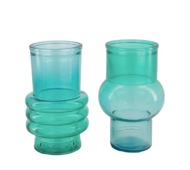 Vase recycled glass 11x11x17cm - Blue