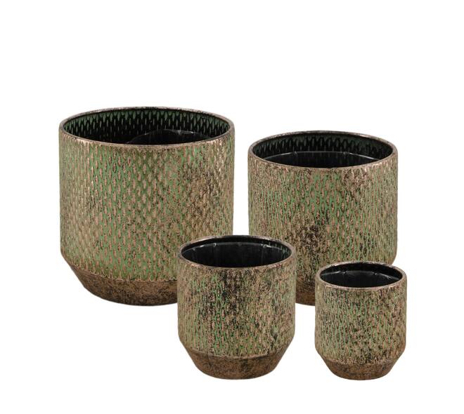 Planter metal with plastic 19.5x19.5x18cm - Gold
