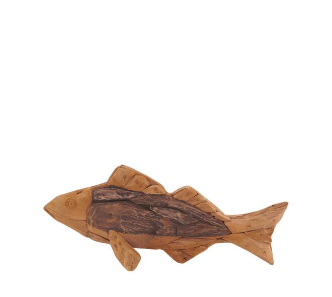 Fish teak wood 81x11x31cm - Natural