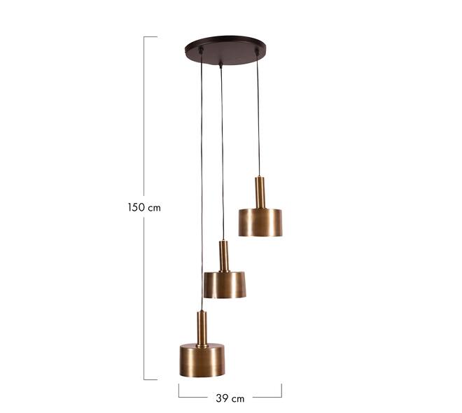 Ceiling light metal 39x39x150cm - Gold