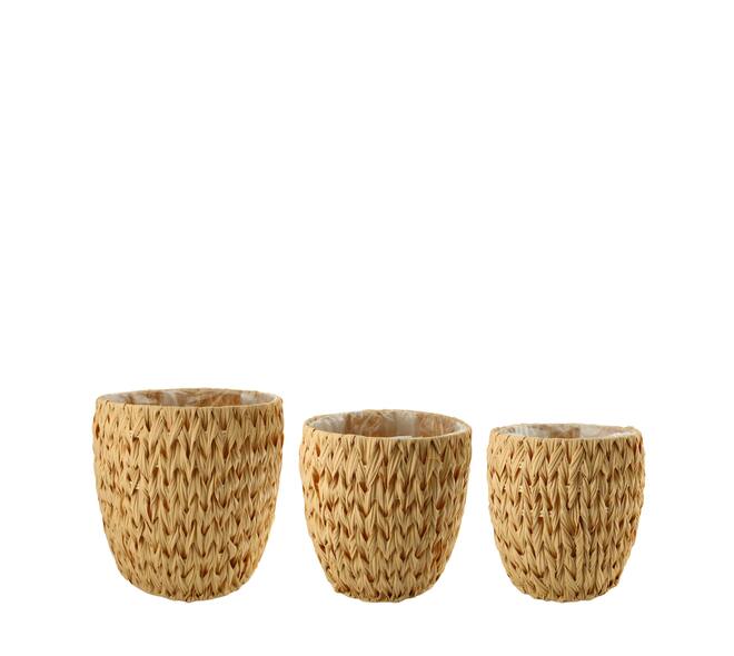 Basket round wicker pp with plastic 38x38x38cm S3 - Natural