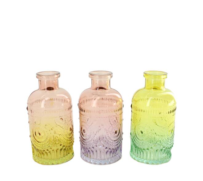 Bottle glass 6.8x6.8x12.5cm  - Multi