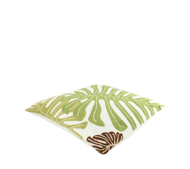 Cushion monstera leaf polyester 45x45x8cm - White