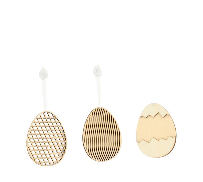 Hanger egg wood 9.5x7x0.5cm 3pc