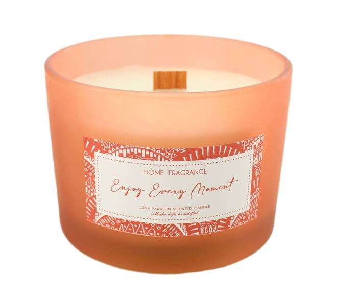 Candle flower scent wax with glass 11x11x8cm