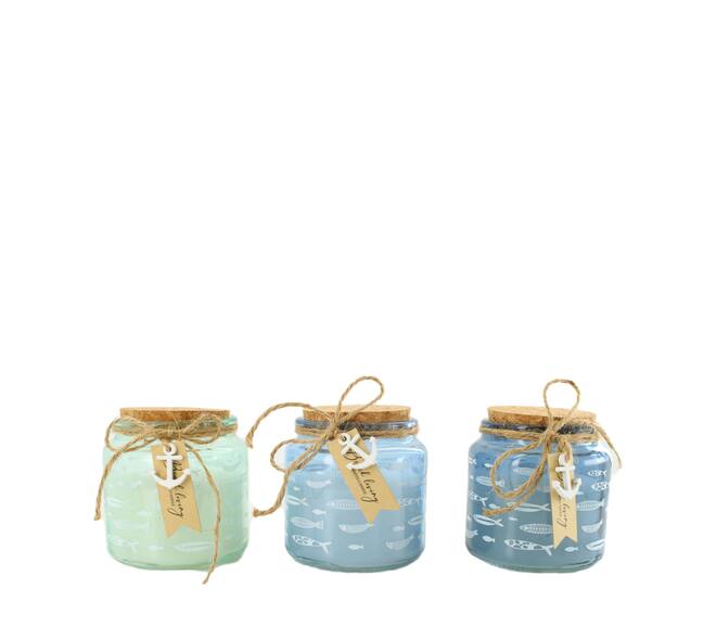 Candle cotton scent wax with glass 10x10x11cm C/3