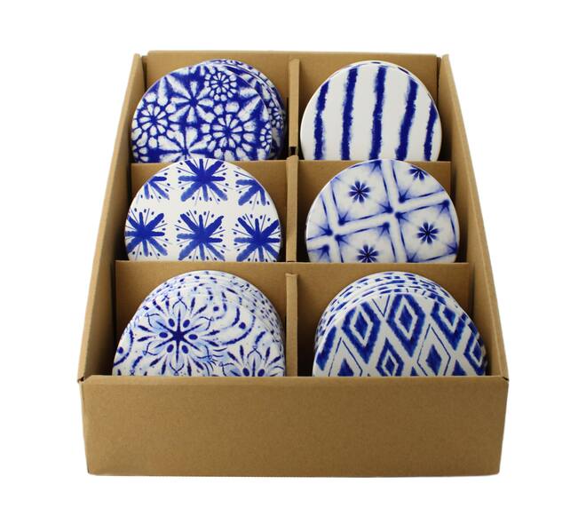 Coaster round ceramic 10.3x10.3x0.7cm - Blue