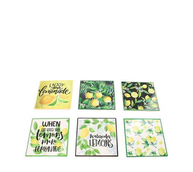 Coaster square ceramic 15x15x0.7cm  - Multi