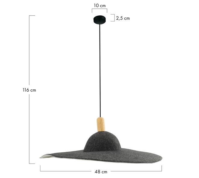 Ceiling light felt 48x48x16cm - Grey