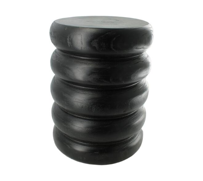 Side table round paulownia wood 28x28x38cm - Black