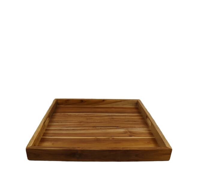 Tray teak wood 58x58x6cm - Natural
