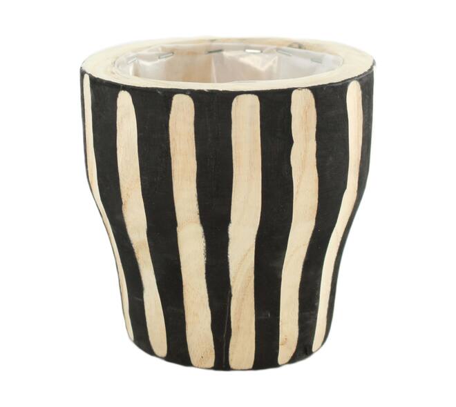 Planter paulownia wood with plastic 15x15x15cm - Natural