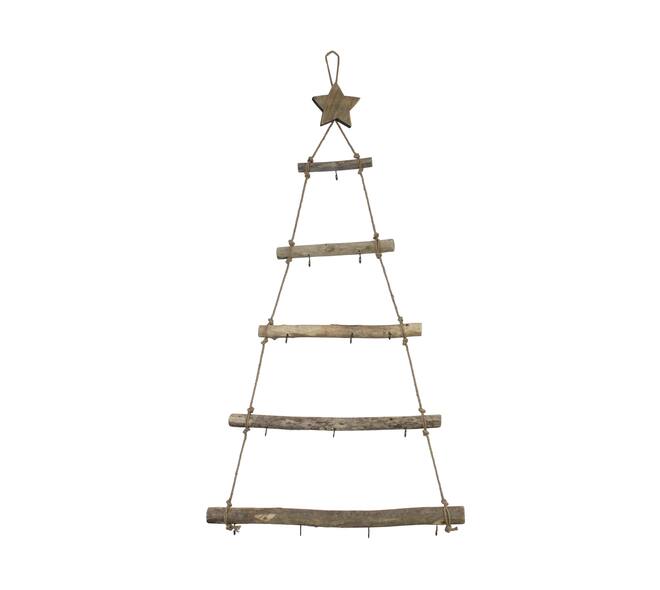 Hanger tree with hooks historic wood 58x4x118cm - Natural