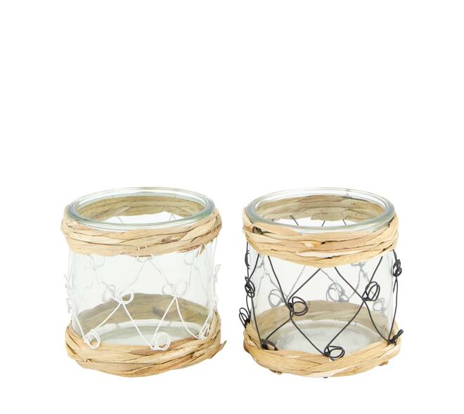 Tealight holder glass 11x11x10cm  - White