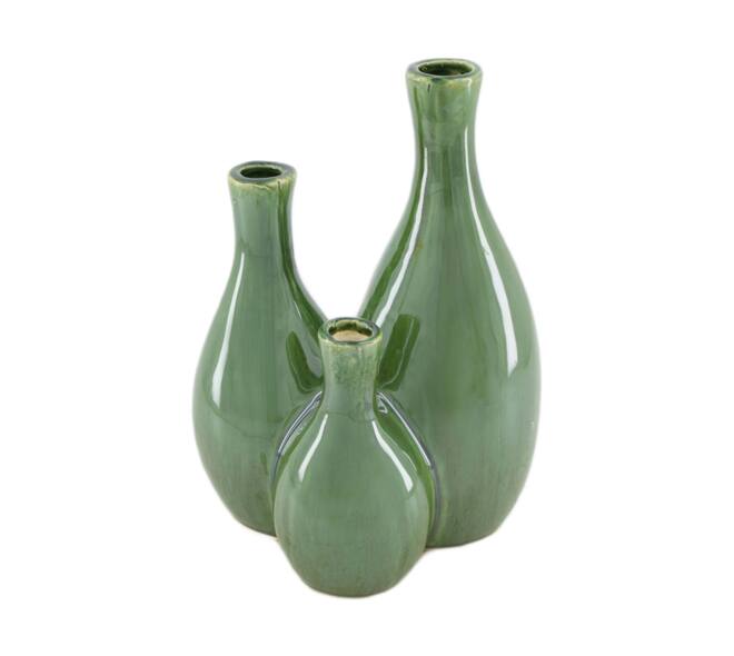 Vase ceramic 18x13.5x25.5cm - Green