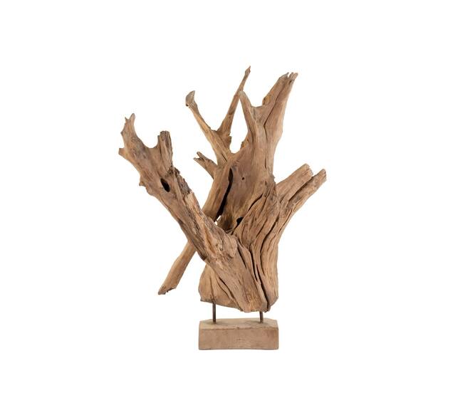 Ornement en teck sur support Hannah - 35x20x65cm - Naturel