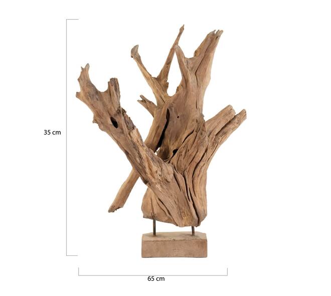 Ornement en teck sur support Hannah - 35x20x65cm - Naturel
