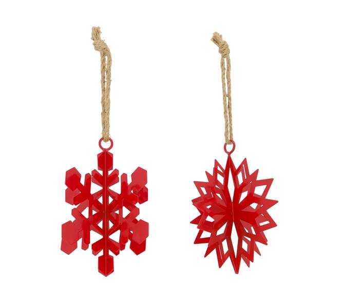 Hanger snowflake metal 15x15x18.5cm - Red