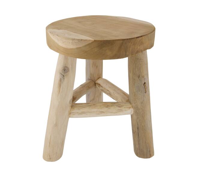 Stool 3 legs teak wood 24x24x30cm - Natural
