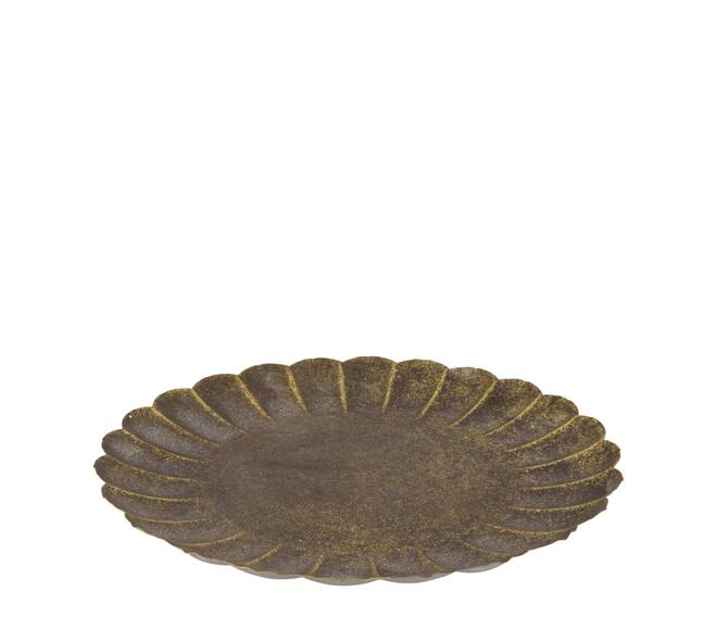 Tray round metal 38x38x3cm - Gold