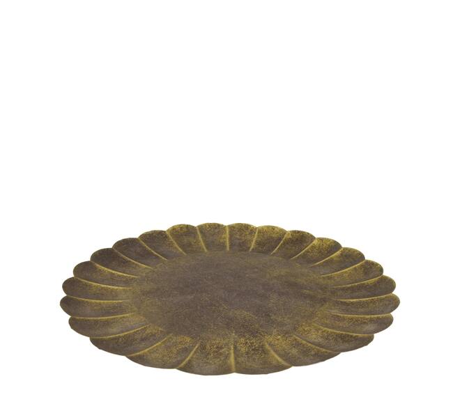Tray round metal 58x58x3cm - Gold