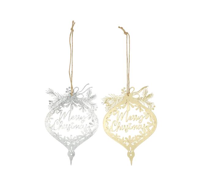 Hanger Merry Christmas metal 17.8x0.08x27cm C/2