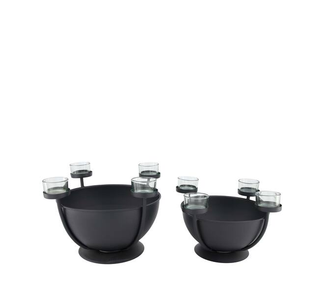 Tealight holder metal with glass 31x31x19.3cm S/2
