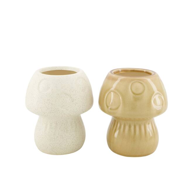 Vase mushroom ceramic 12x12x14cm  - White