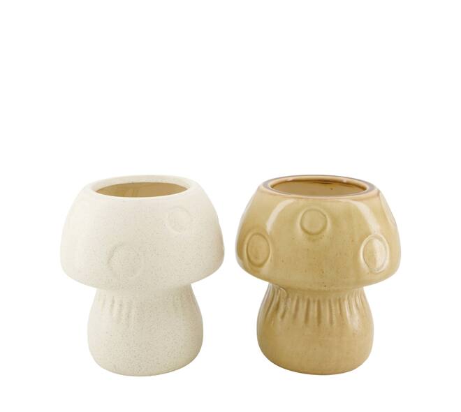 Vase mushroom ceramic 18x18x20cm - White