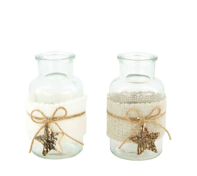 Bottle glass 6.5x6.5x12.5cm  - Grey
