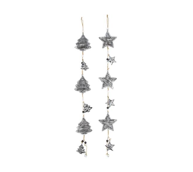 Garland star / tree metal 8.5x1.8x62cm A/2