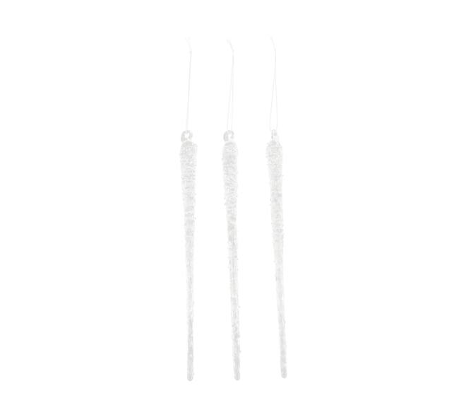Hanger icicle glass 1.5x1.5x25cm 3pc