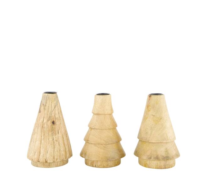 Dinnercandle holder tree mango wood 10x10x15cm A/3