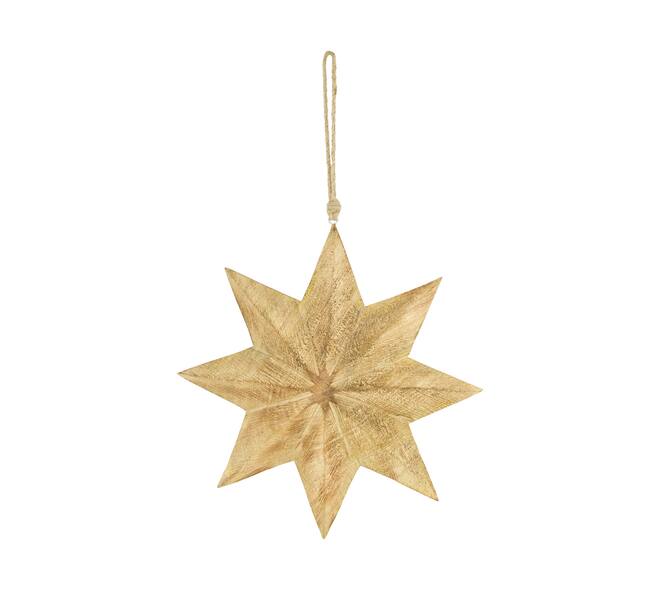 Hanger star mango wood 28x2.3x28cm - Natural