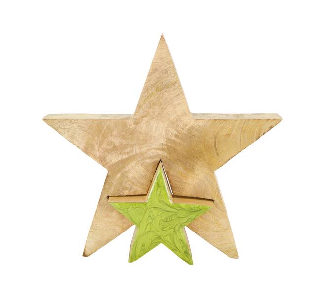 Star mango wood 28x3.3x28cm - Green
