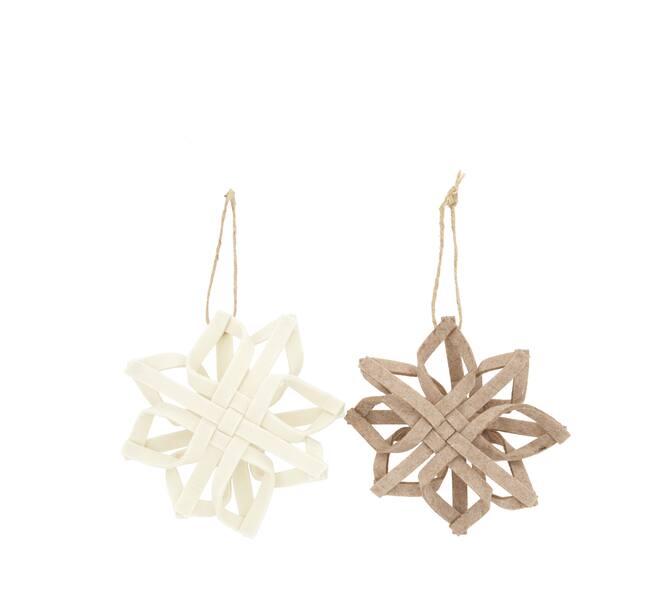 Hanger snowflake felt 17x5.5x17cm  - Brown