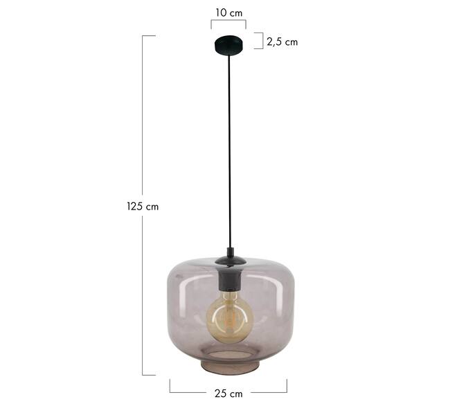 Ceiling light glass 25x25x125cm - Grey