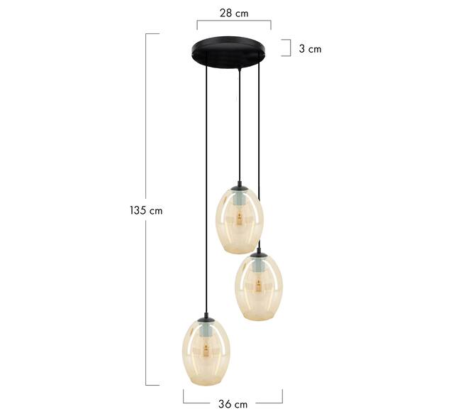 Ceiling light glass 39x36x135cm