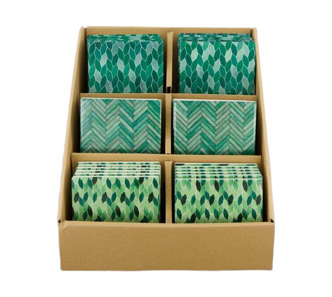 Coaster ceramic 10x10x0.7cm  - Green